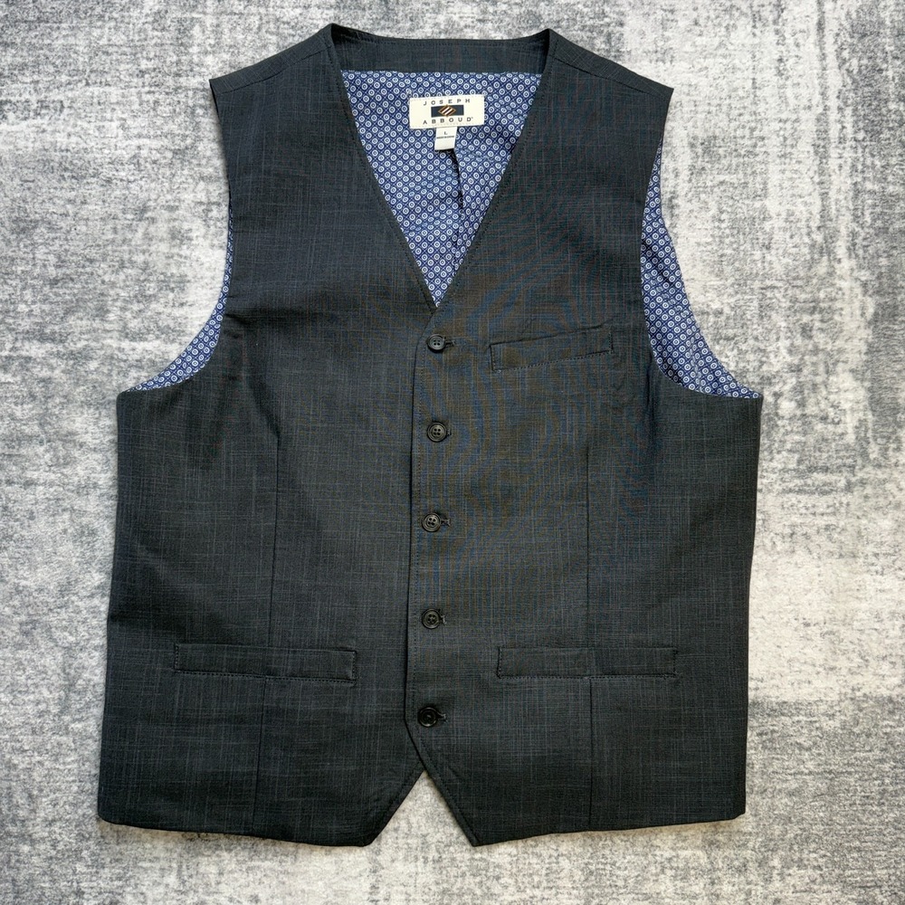 Joseph Abboud Waistcoat Mens Large Dark Blue Heather Suit Vest Wedding Lined